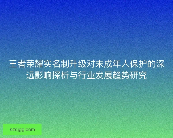 王者荣耀实名制升级对未成年人保护的深远影响探析与行业发展趋势研究