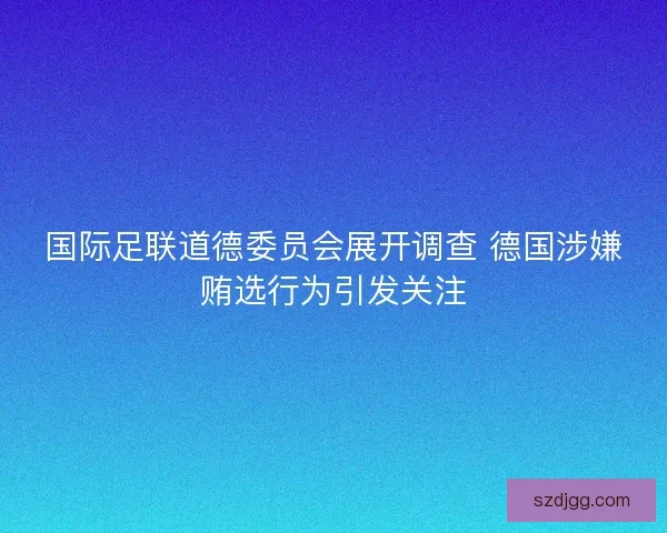 国际足联道德委员会展开调查 德国涉嫌贿选行为引发关注