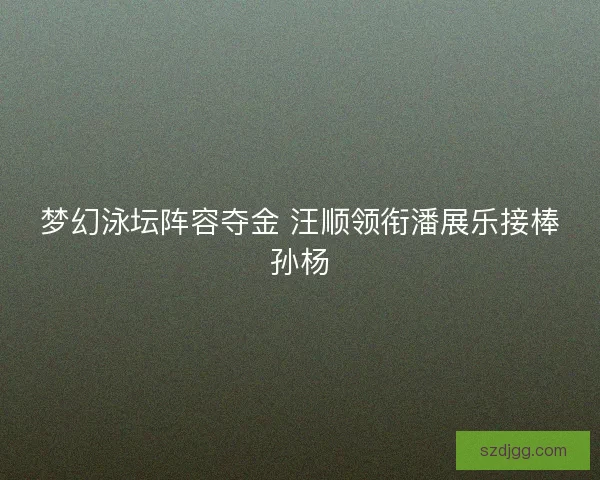 梦幻泳坛阵容夺金 汪顺领衔潘展乐接棒孙杨