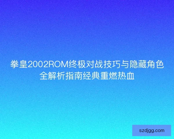 拳皇2002ROM终极对战技巧与隐藏角色全解析指南经典重燃热血