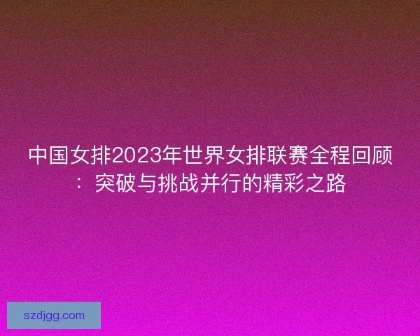 中国女排2023年世界女排联赛全程回顾：突破与挑战并行的精彩之路